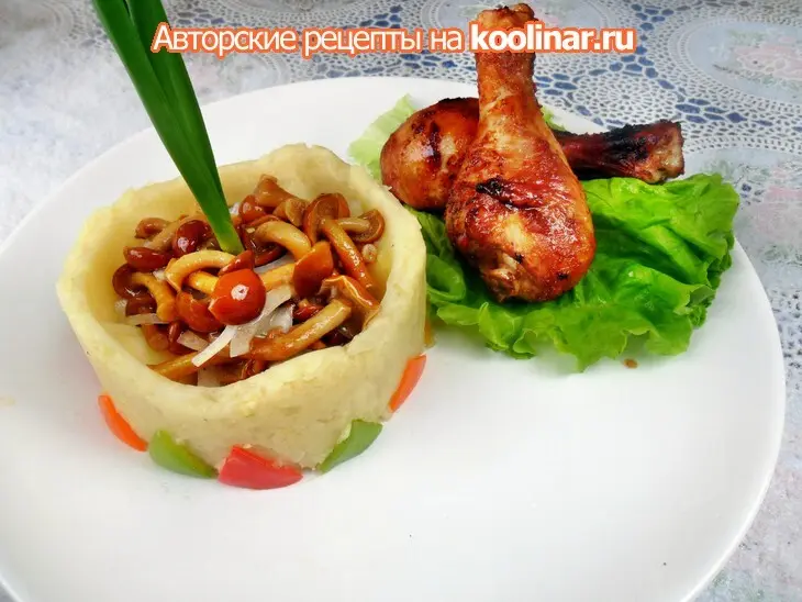 Маринованные куриные голени, с пюре и грибами.: шаг 5