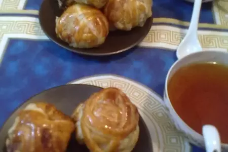 Клубочки ниток из слоеного теста с начинкой...(быстро и просто)!!!: шаг 11