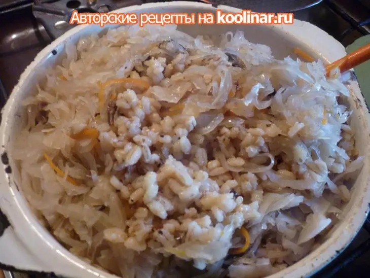 Мульгикапсад(mulgikapsad) (тушёная квашенная капуста с перловкой и свининой): шаг 3