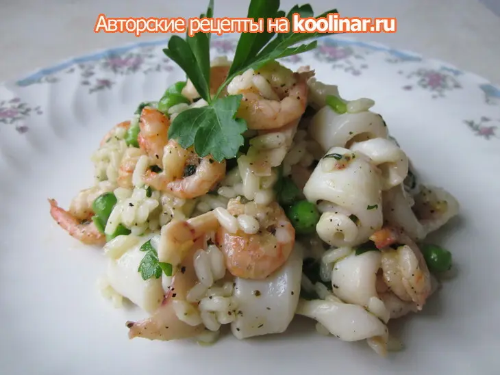 Ризотто с зеленым горошком и морепродуктами: шаг 10