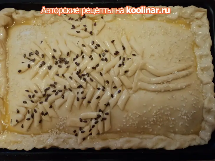 Пирог с капустой и копченостями.: шаг 4