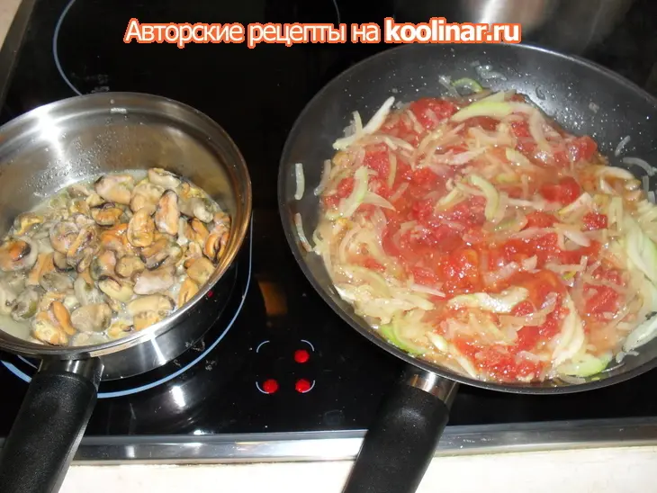 Паста  с томатным соусом и мидиями: шаг 3