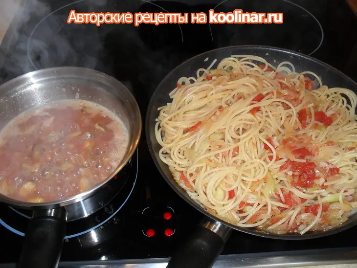 Паста  с томатным соусом и мидиями: шаг 4