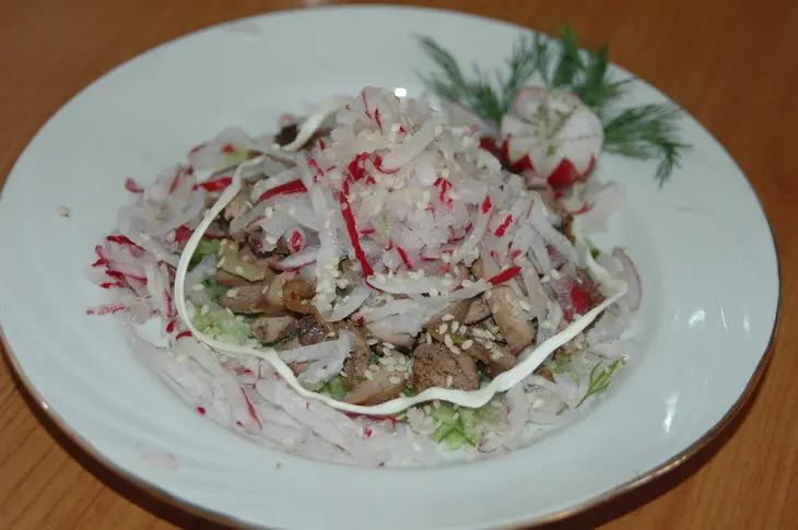 "свежесть" - салат с куриной печенью: шаг 6