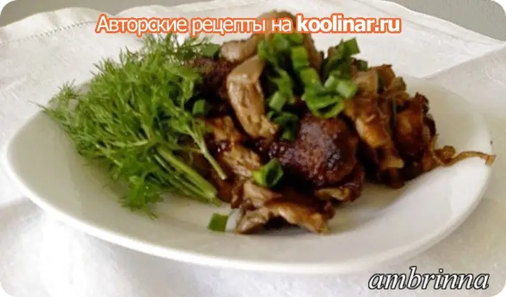 Горячая закуска "куриная печень с хрустящей корочкой + жареные с луком грибы"                ": шаг 6
