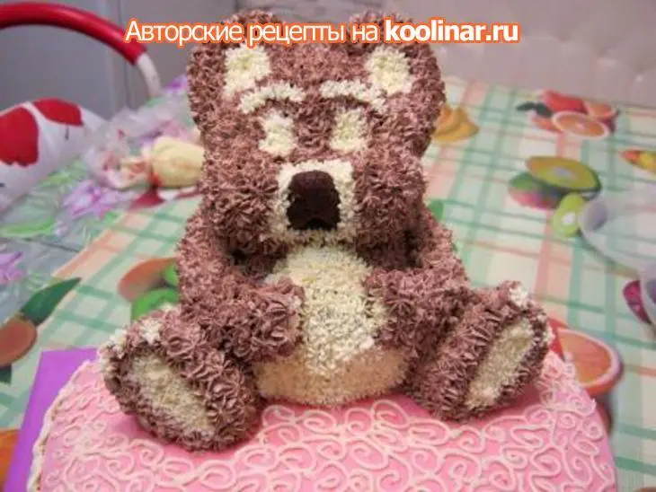 Двухъярусный торт  с мишкой ( подарок для самой маленькой): шаг 5
