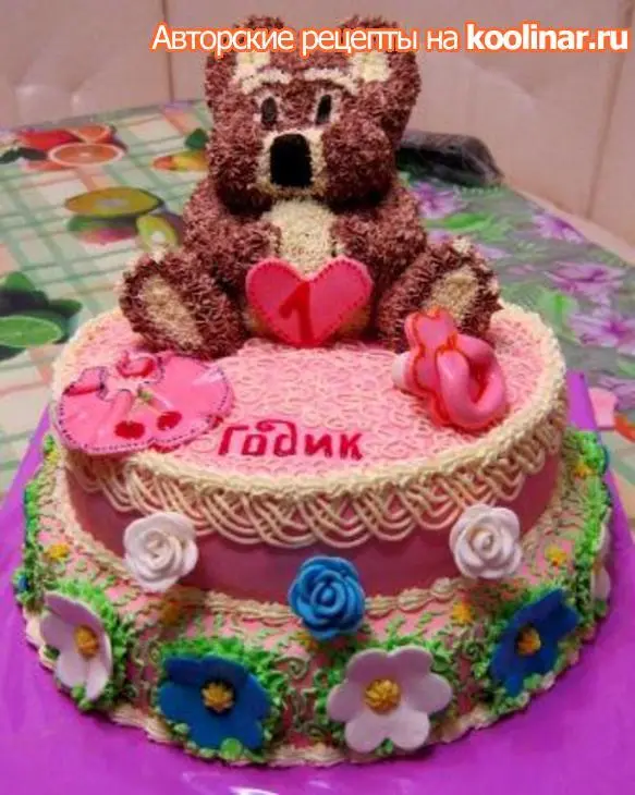 Двухъярусный торт  с мишкой ( подарок для самой маленькой): шаг 14