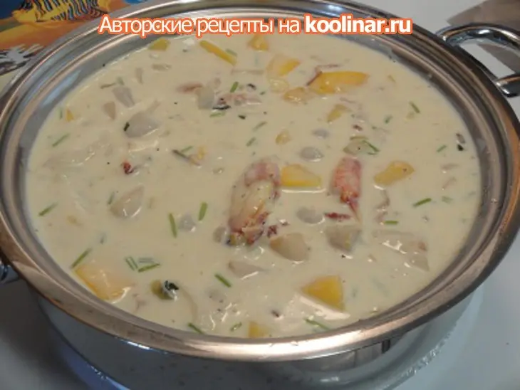 Крабовый суп с гребешками,грибами и папайей: шаг 6