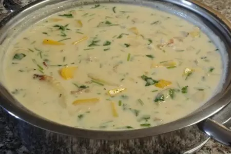 Крабовый суп с гребешками,грибами и папайей: шаг 7