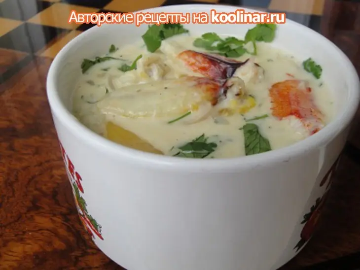 Крабовый суп с гребешками,грибами и папайей: шаг 9