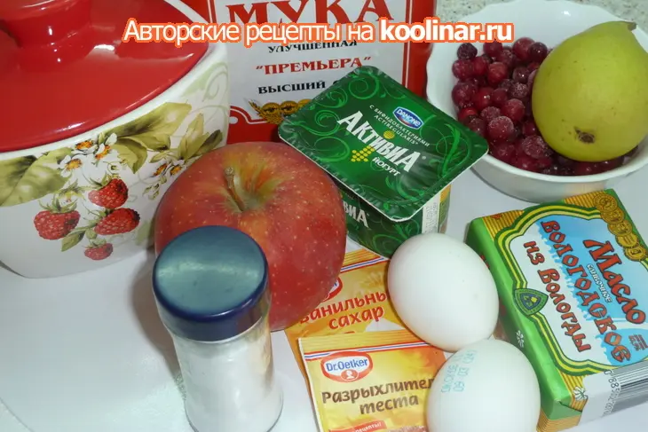 Фруктовый пирог " яблочно-грушевая дружба с клюквой": шаг 1