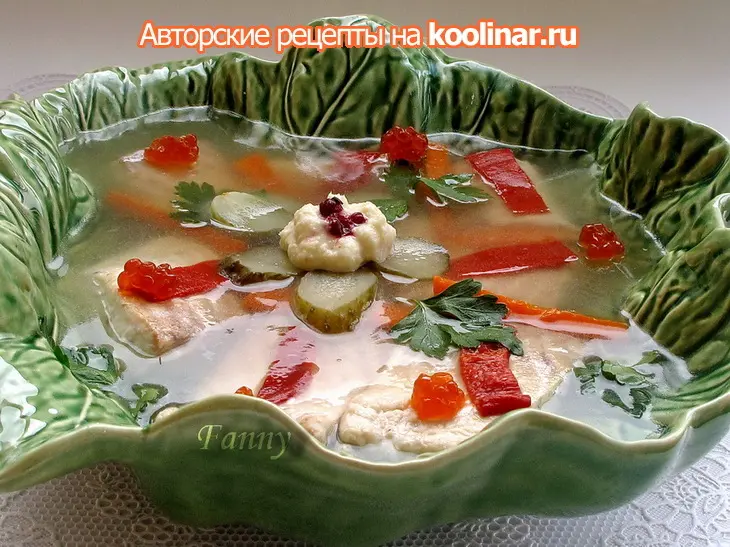 Судачьи заливные филейчики с овощами, зеленью, хреном и лососевой икрой: шаг 6