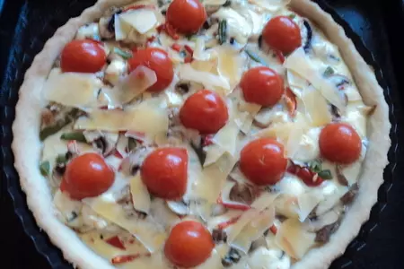 Киш с овощами, курицей и сыром.: шаг 3