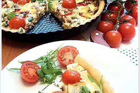 Киш с овощами, курицей и сыром.: шаг 4