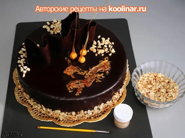 Торт с банановым муссом и хрусткой шоколадно-ореховой прослойкой "галлея": шаг 29