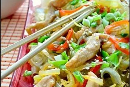 "чап чой"бобовая лапша с овощами и курицей: шаг 1