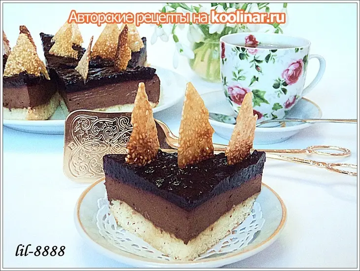 Пирожное с шоколадным муссом и твилем из кунжута.: шаг 8