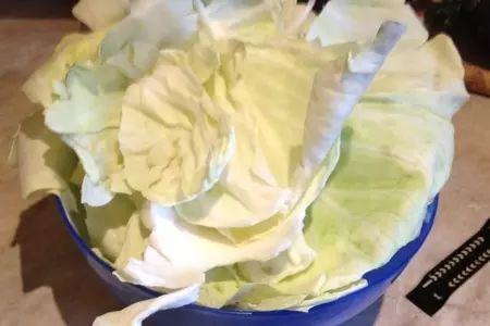 Салат из свежей капусты с салями и курицей: шаг 1