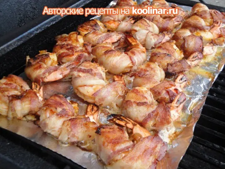 Креветки в беконе с чесноком на гриле: шаг 6