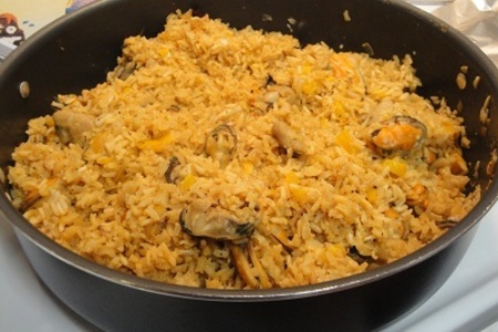 Мидии с рисом,чесноком и имбирем: шаг 5