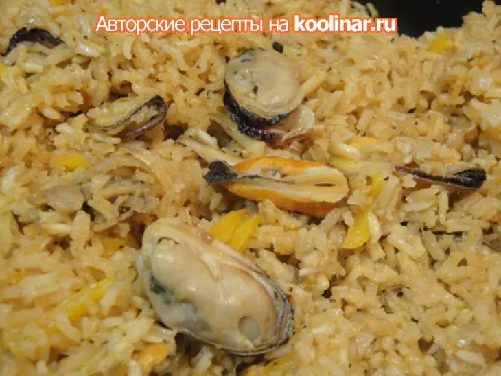 Мидии с рисом,чесноком и имбирем: шаг 6