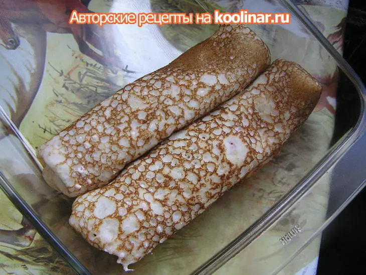 Блинчики, фаршированные творогом с вишней ,запеченные в сметанном креме «вишневый сад».: шаг 4