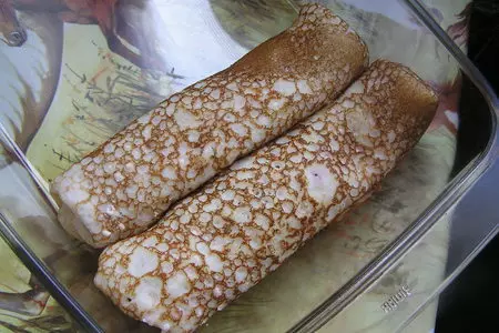 Блинчики, фаршированные творогом с вишней ,запеченные в сметанном креме «вишневый сад».: шаг 4