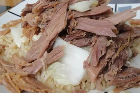 Мясо по гавайски с капустой и рисом: шаг 9