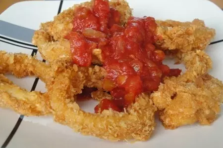 Кальмары жареные с перцем и чесноком: шаг 8
