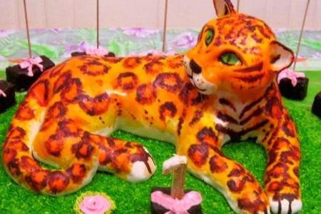 Торт "леопард" подарок для любимой дочери на годик + дуэль "мастичный 3д торт": шаг 11