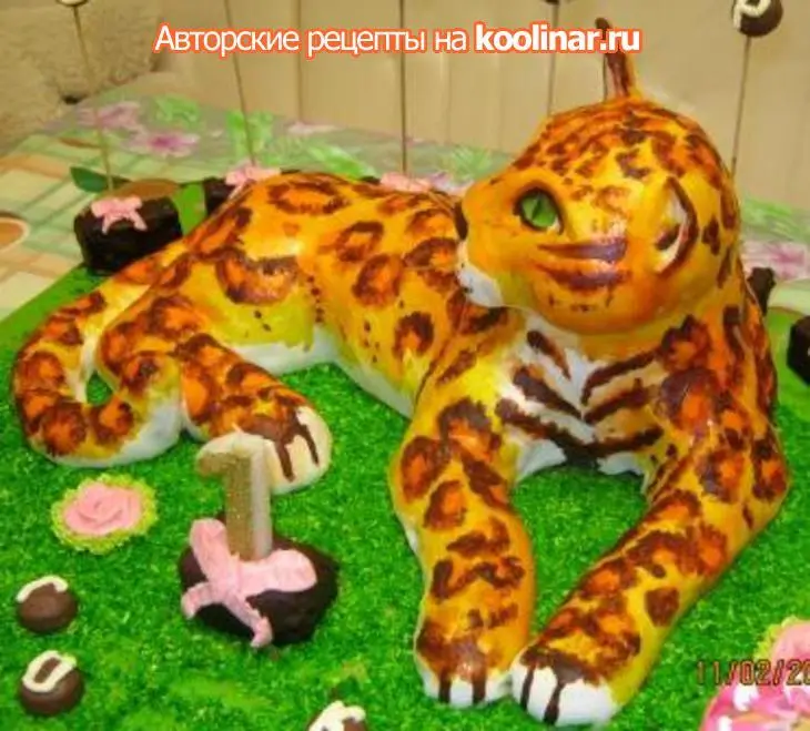 Торт "леопард" подарок для любимой дочери на годик + дуэль "мастичный 3д торт": шаг 12