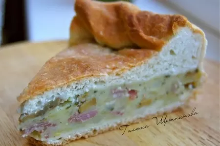 Пирог с начинкой из картошки, грибов и бекона: шаг 3