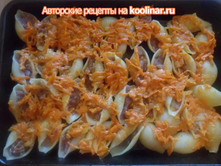 Lumaconi с фаршем, под шубкой: шаг 8