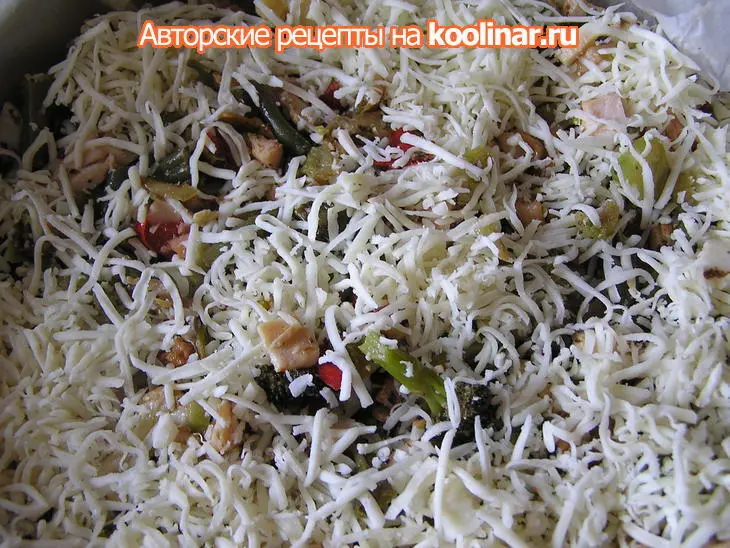 Киш- с овощами, грудинкой и копченой курицей.: шаг 6