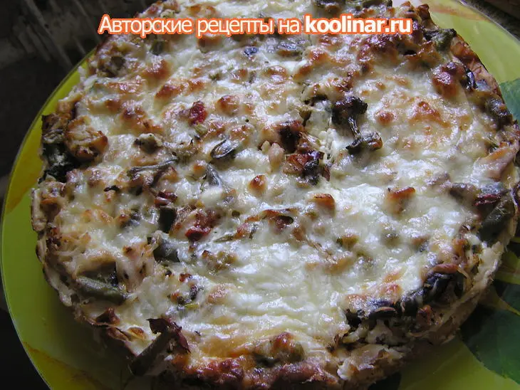 Киш- с овощами, грудинкой и копченой курицей.: шаг 8