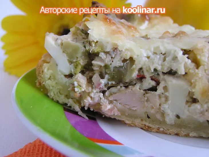 Киш- с овощами, грудинкой и копченой курицей.: шаг 9