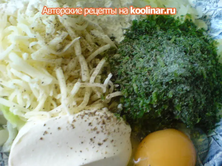 Оладьи из молодой капусты с сыром/из духовки: шаг 3