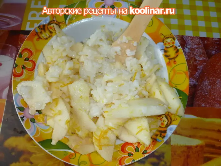 Рисовая каша с яблочком  "барашек": шаг 4