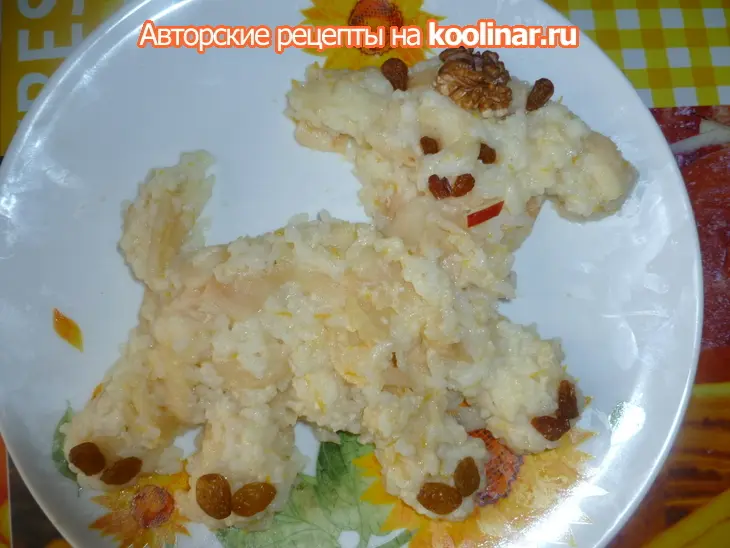 Рисовая каша с яблочком  "барашек": шаг 9