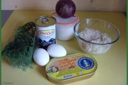 Салат с печенью трески корзиночках: шаг 4
