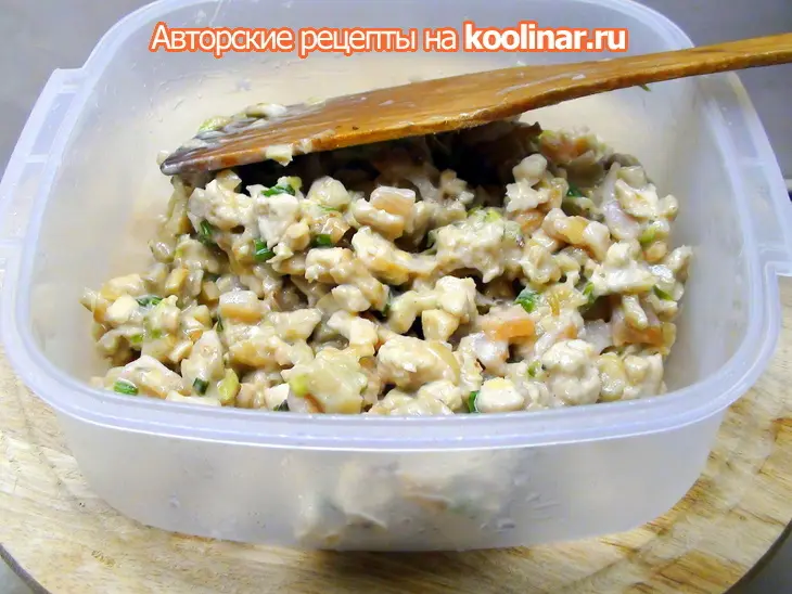 Грибы фаршированные, фуршетные, с карпаччо из куриной грудки.: шаг 6