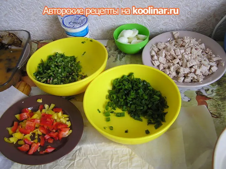 Пирог с курицей и зеленью по типу киша.: шаг 4