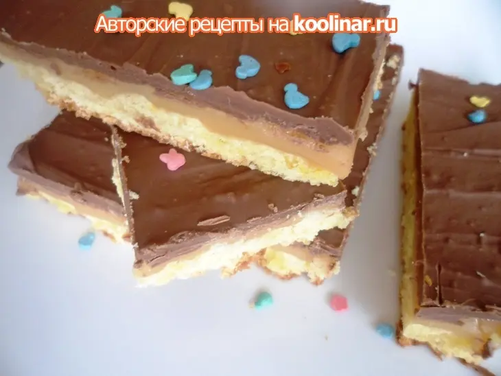 Печенье twix ( песочное печенье+молочный шоколад+мягкая карамель): шаг 10