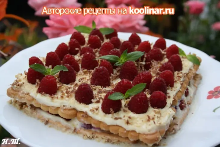 Торт с малиной без выпечки: шаг 1