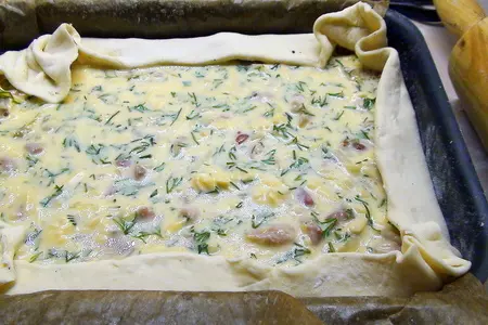Пирог с курицей на слоёном тесте, со словами благодарности хорошему человеку.: шаг 7