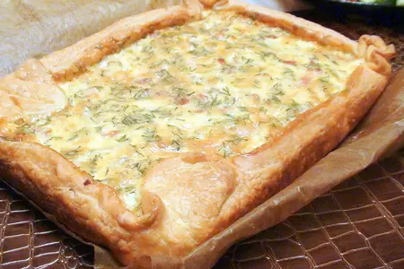 Пирог с курицей на слоёном тесте, со словами благодарности хорошему человеку.: шаг 8