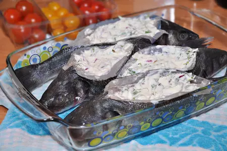 Сибас с творожно-сливочным соусом и овощами: шаг 5