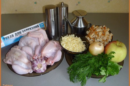 Цыплята-корнишоны фаршированные+пёстрые,запечённые овощи: шаг 1