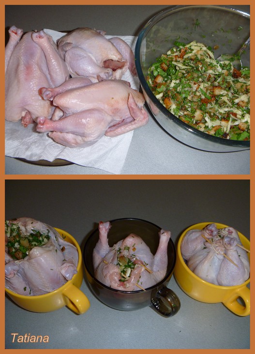 Цыплята-корнишоны фаршированные+пёстрые,запечённые овощи: шаг 3