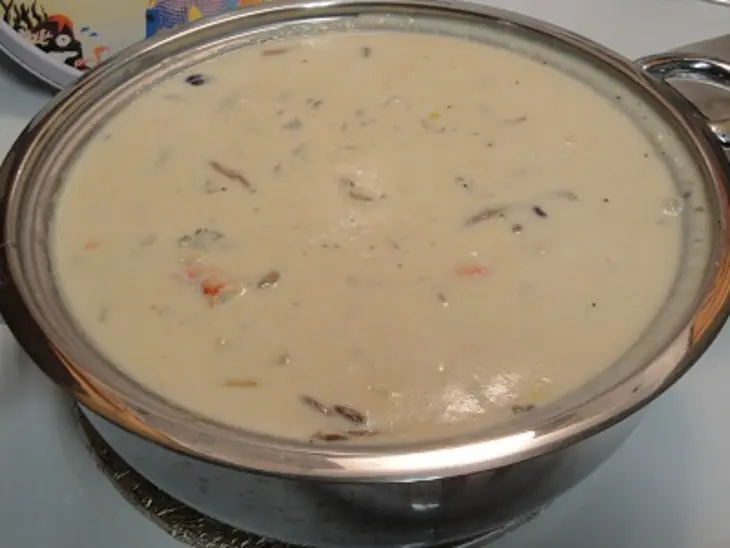 Крем суп с мясом королевского краба,придворными гребешками и грибами пиоппини: шаг 6